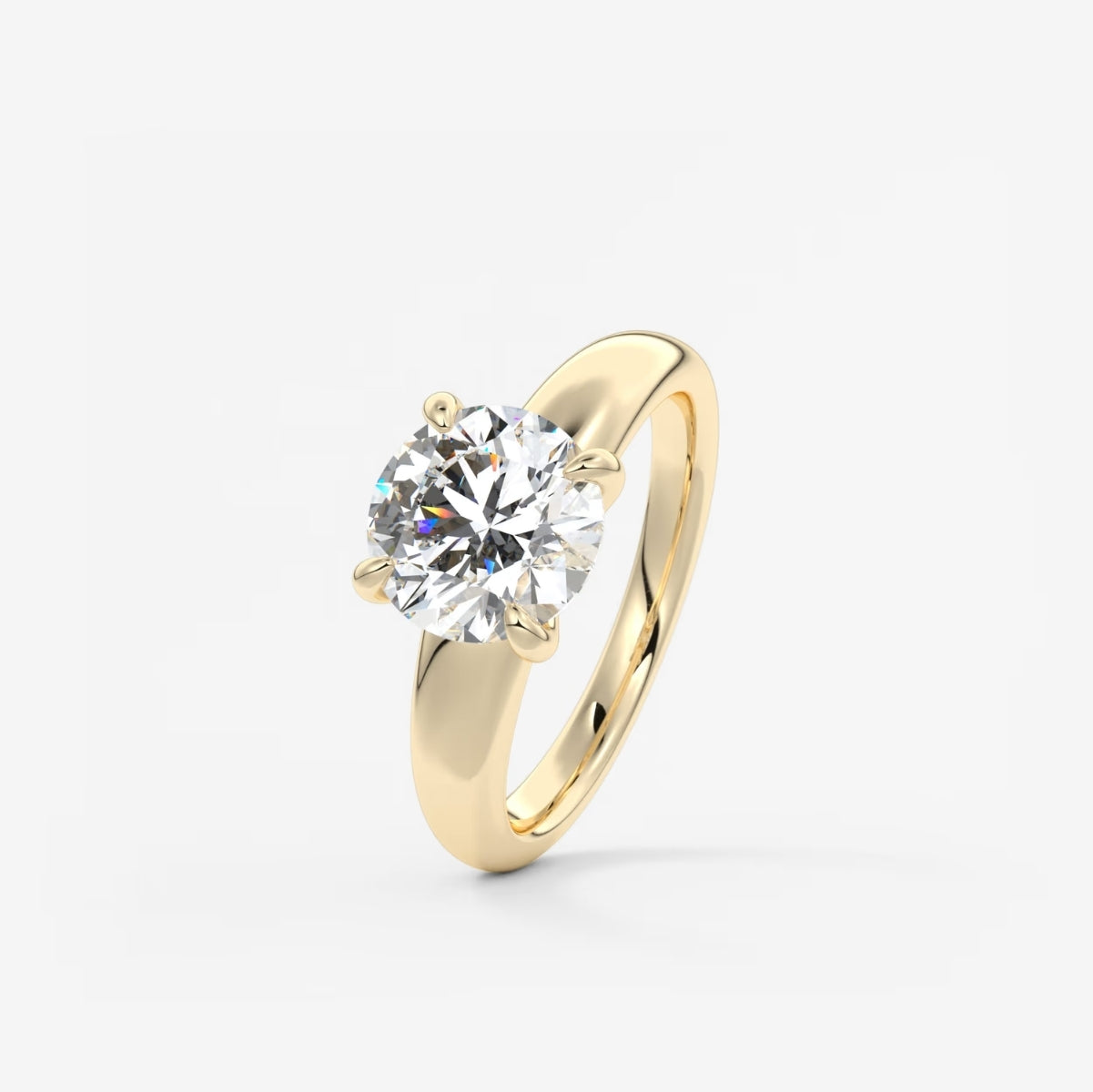 2.0CT Round Cut Lab Grown Diamond Thick Band Engagement Ring