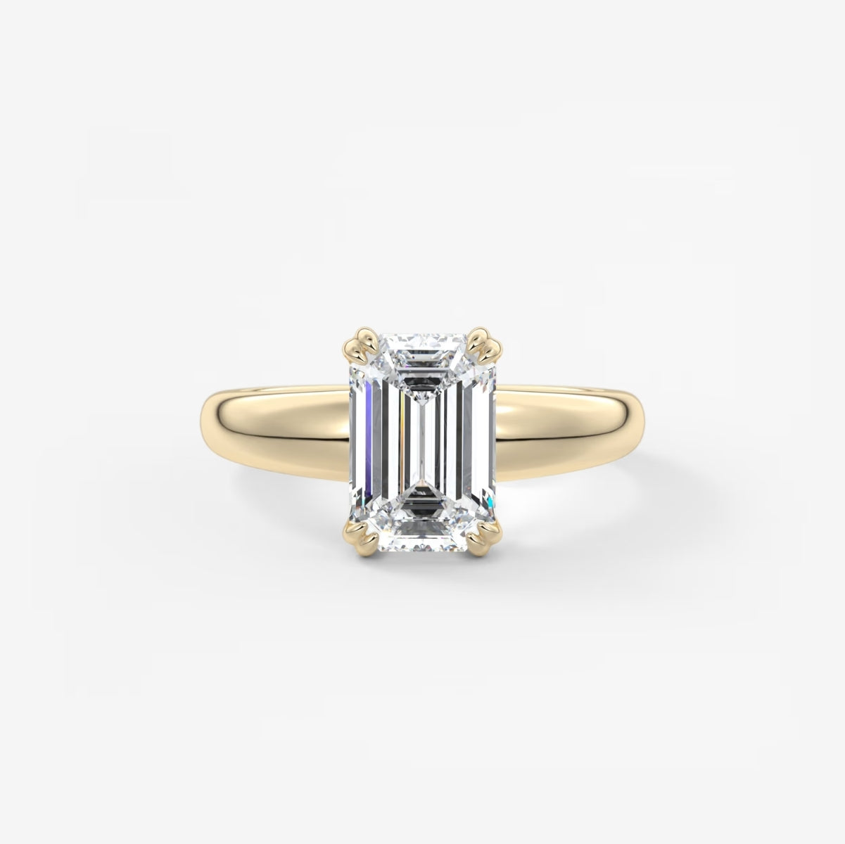 2.0CT Emerald Cut Lab Grown Diamond Thick Band Engagement Ring
