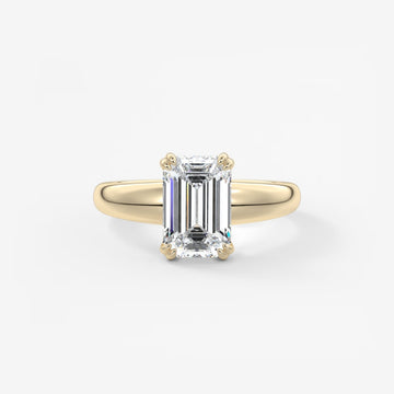 2.0CT Emerald Cut Lab Grown Diamond Thick Band Engagement Ring