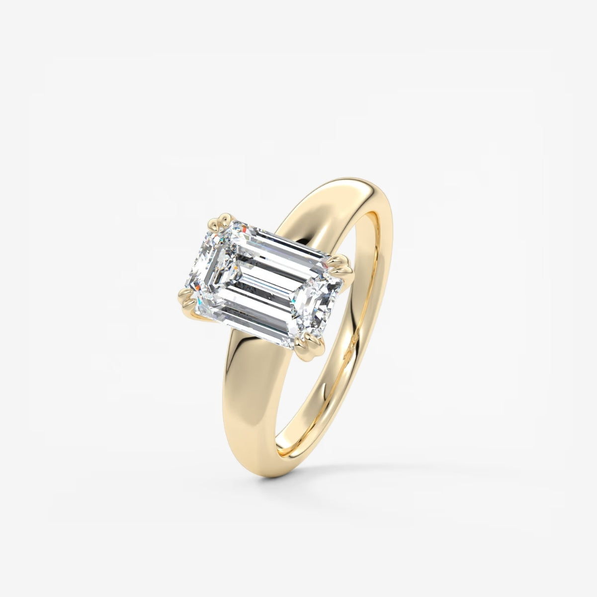 2.0CT Emerald Cut Lab Grown Diamond Thick Band Engagement Ring