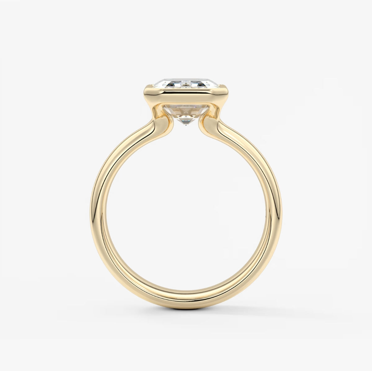 2.0CT Bezel Set Emerald Cut Lab Grown Diamond Chunky Ring