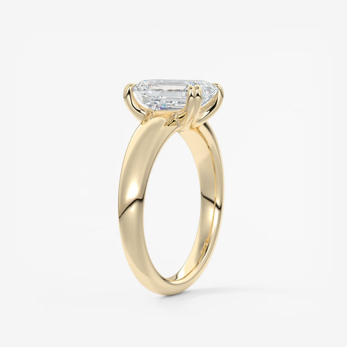 2.0CT Emerald Cut Lab Grown Diamond Thick Band Engagement Ring