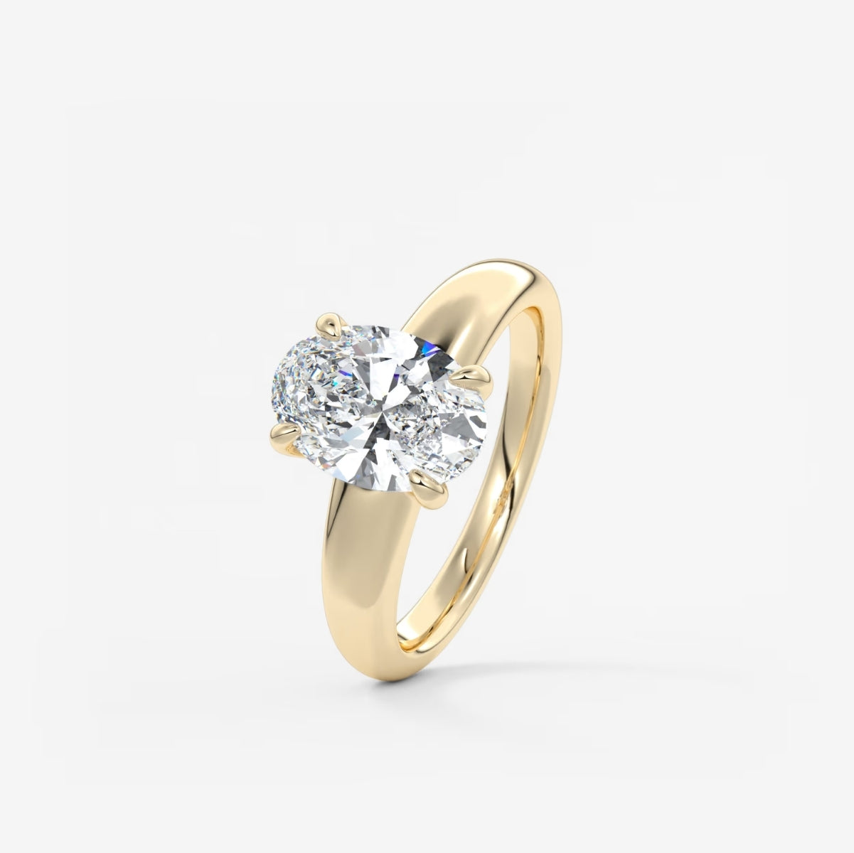 2.0CT Oval Lab Grown Diamond Thick Band Engagement Ring