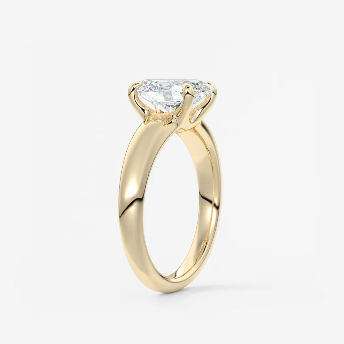 2.0CT Oval Lab Grown Diamond Thick Band Engagement Ring
