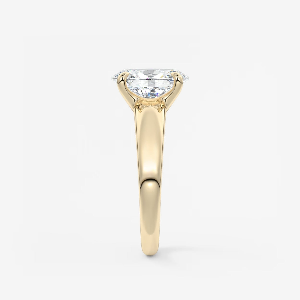 2.0CT Oval Lab Grown Diamond Thick Band Engagement Ring