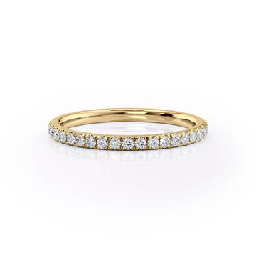 Round Lab Grown Diamond Half Eternity Pave Wedding Band
