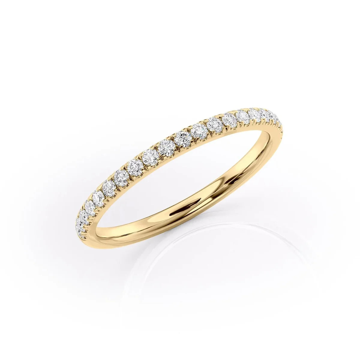 Round Lab Grown Diamond Half Eternity Pave Wedding Band