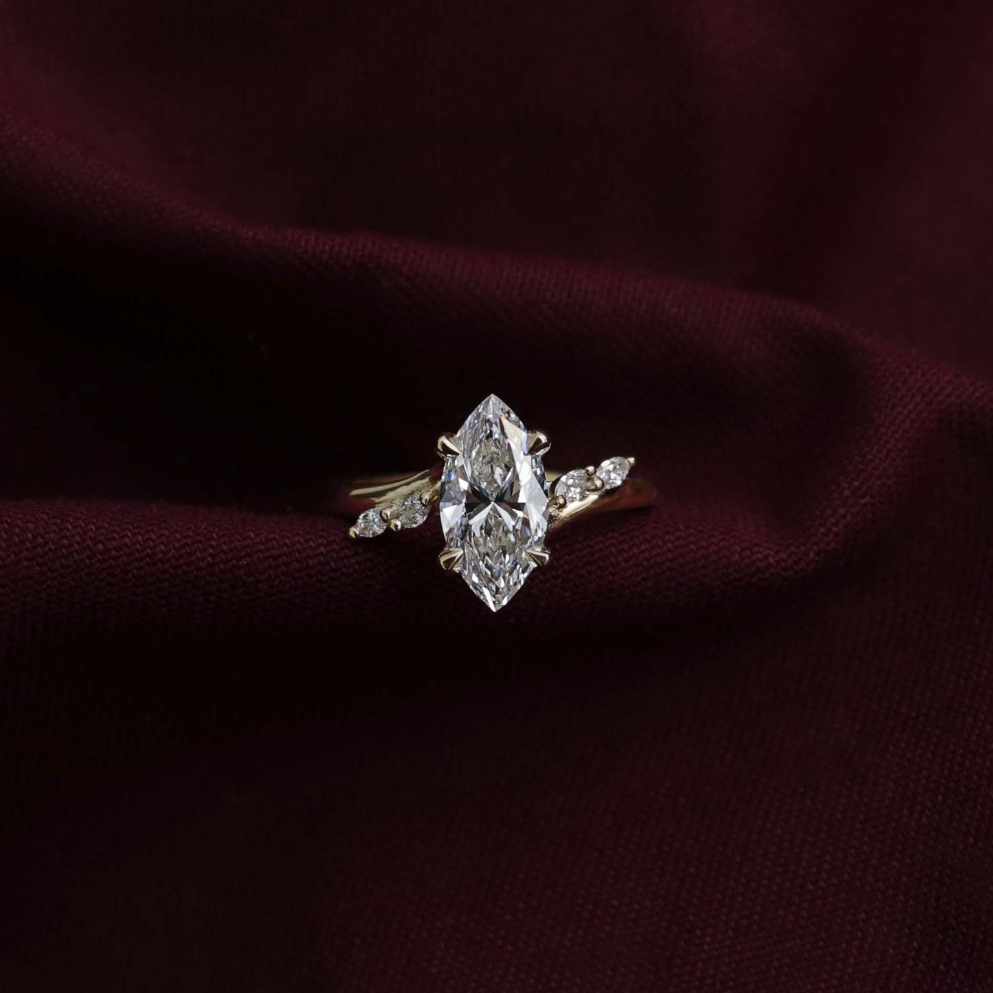 2.0CT Marquise Lab Grown Diamond Twisted Band Engagement Ring