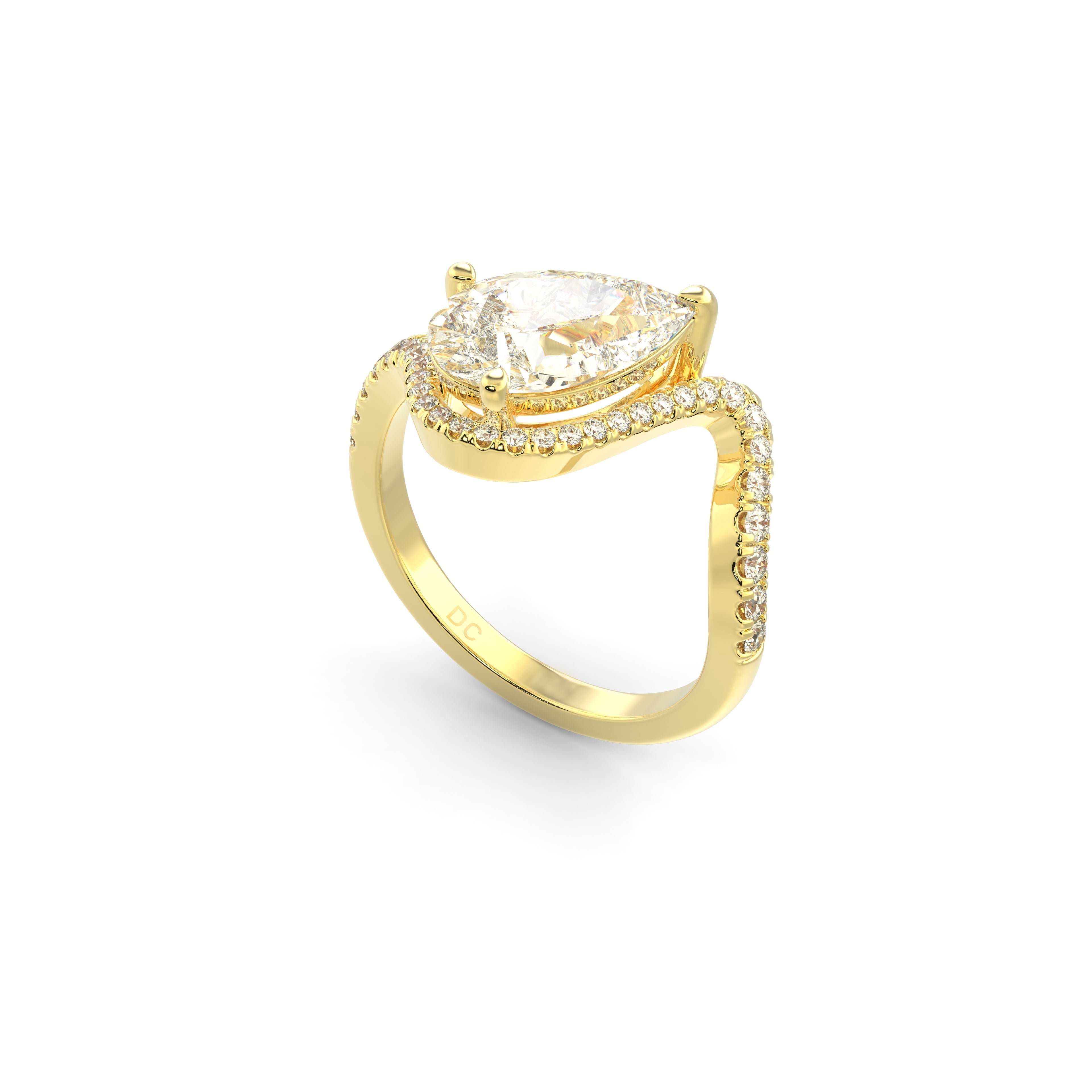 2.0CT East West Pear Lab Grown Diamond Twist Pave Unique Engagement Ring