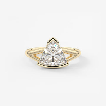 2.0CT Half Bezel Set Trillion Cut Lab Grown Diamond Split Shank Engagement Ring