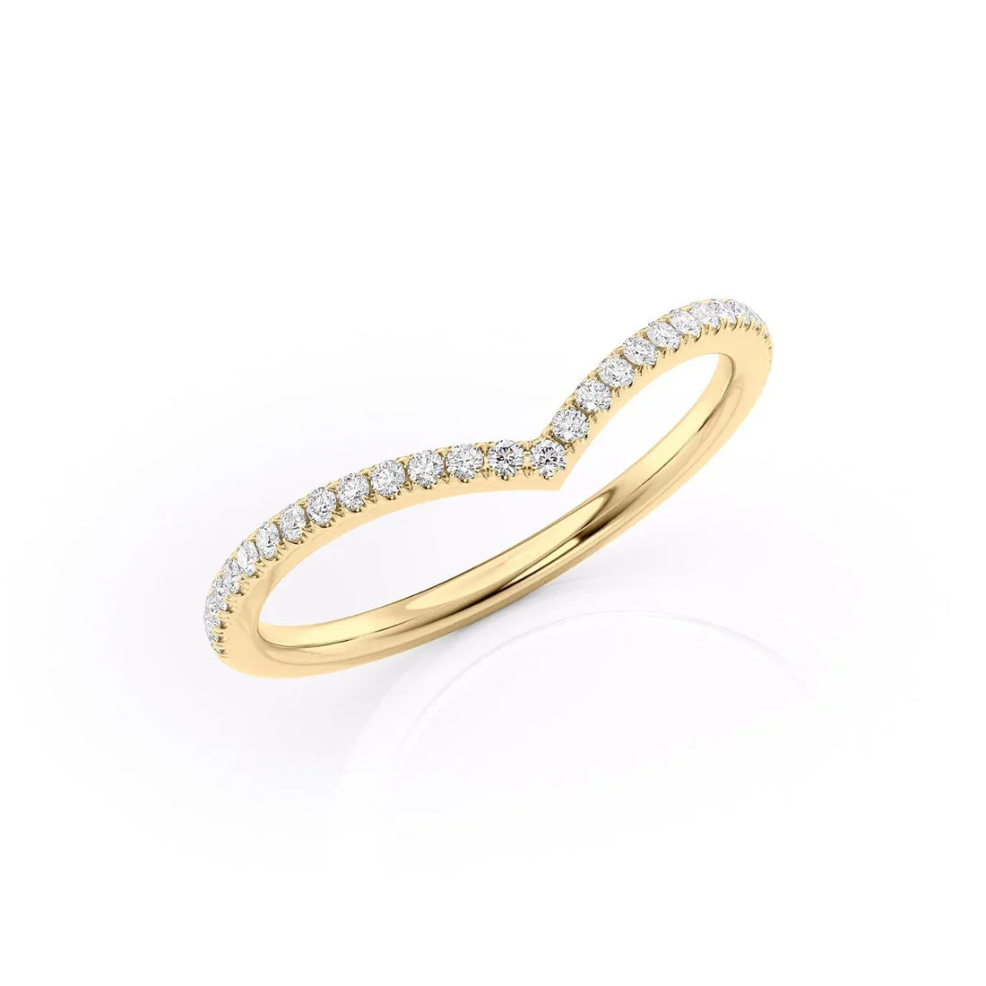 Round Lab Grown Diamond Half Eternity Pave Curved Wedding Band