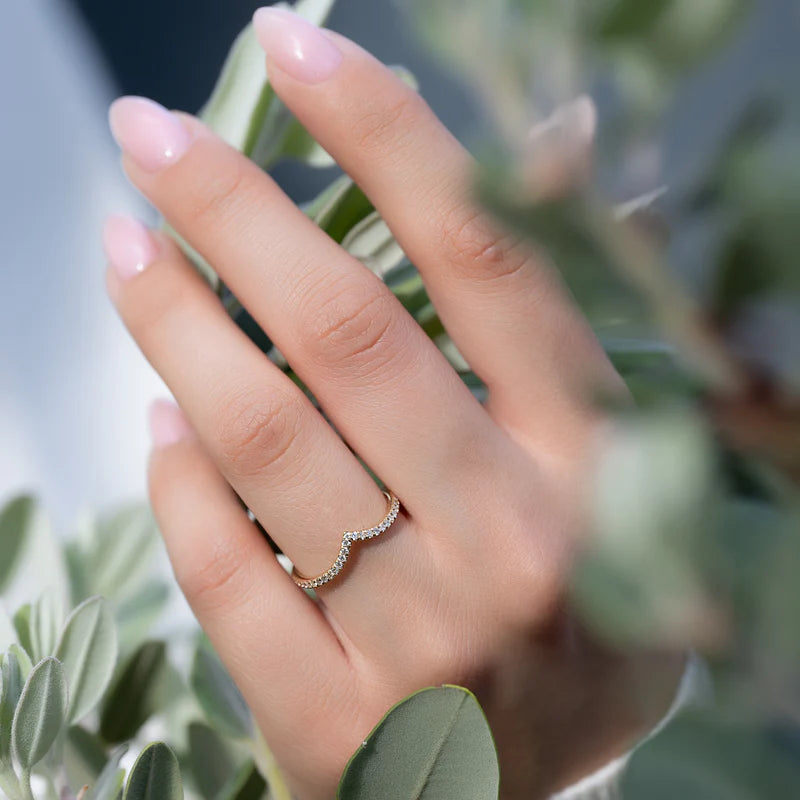 Round Lab Grown Diamond Half Eternity Pave Curved Wedding Band