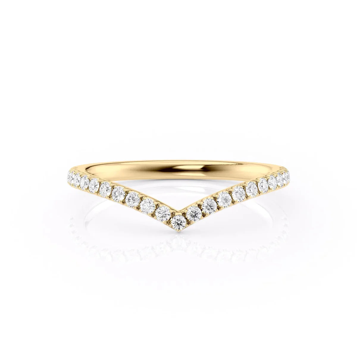 Round Lab Grown Diamond Half Eternity Pave Chevron Wedding Band