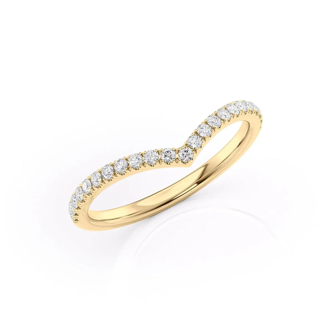 Round Lab Grown Diamond Half Eternity Pave Chevron Wedding Band