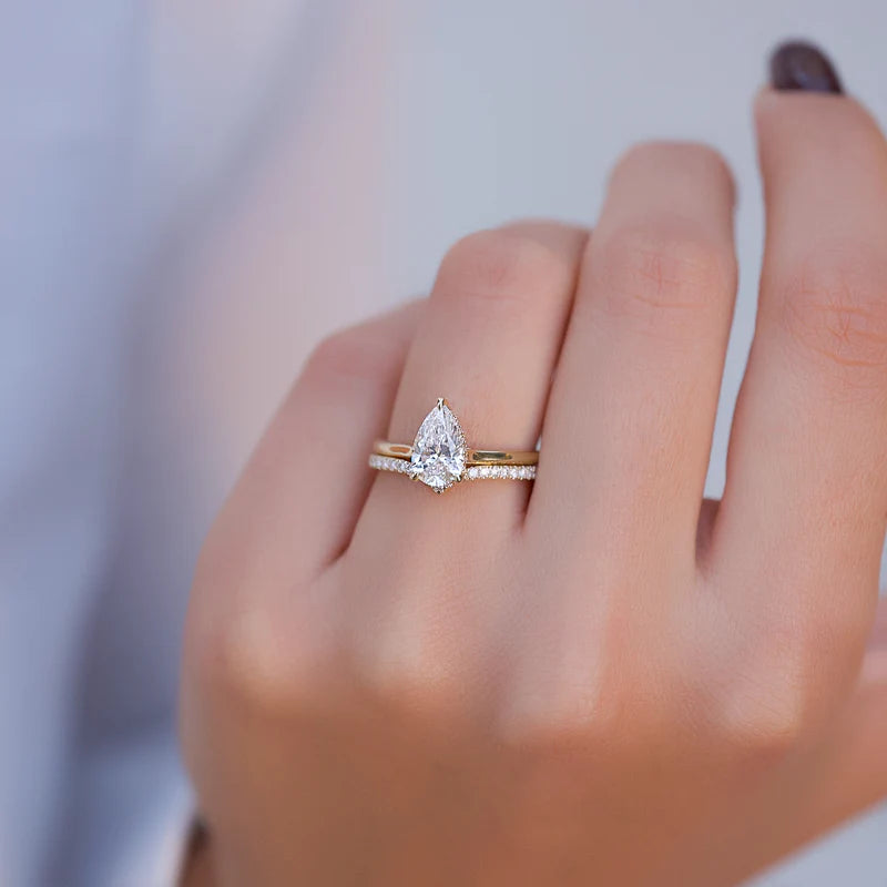 Round Lab Grown Diamond Half Eternity Pave Chevron Wedding Band