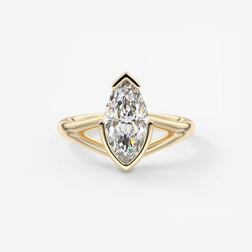 2.0CT Half Bezel Set Marquise Cut Lab Grown Diamond Split Shank Engagement Ring