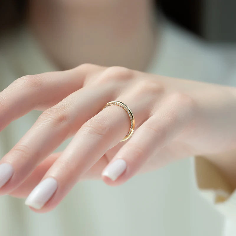 14k Solid Gold Round Lab Grown Diamond Simple Classic Wedding Band