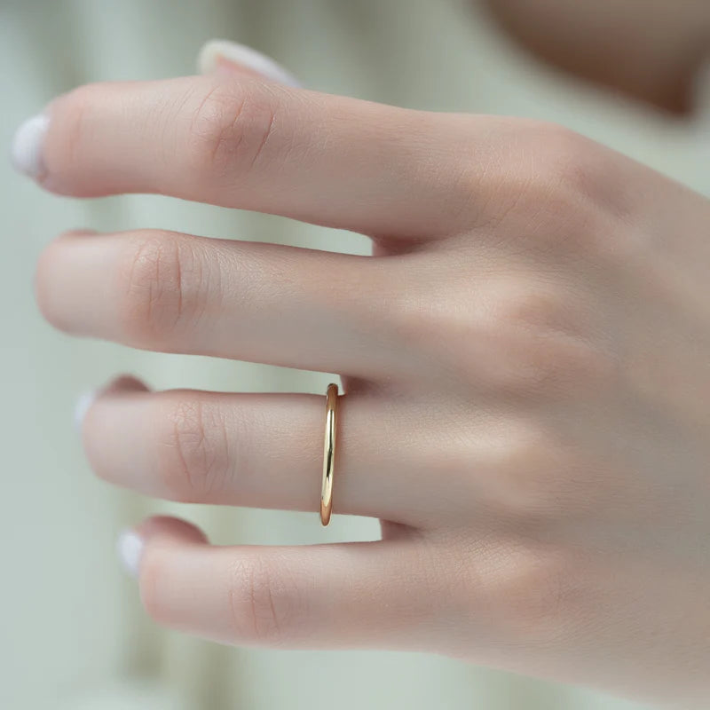 14k Solid Gold Round Lab Grown Diamond Simple Classic Wedding Band