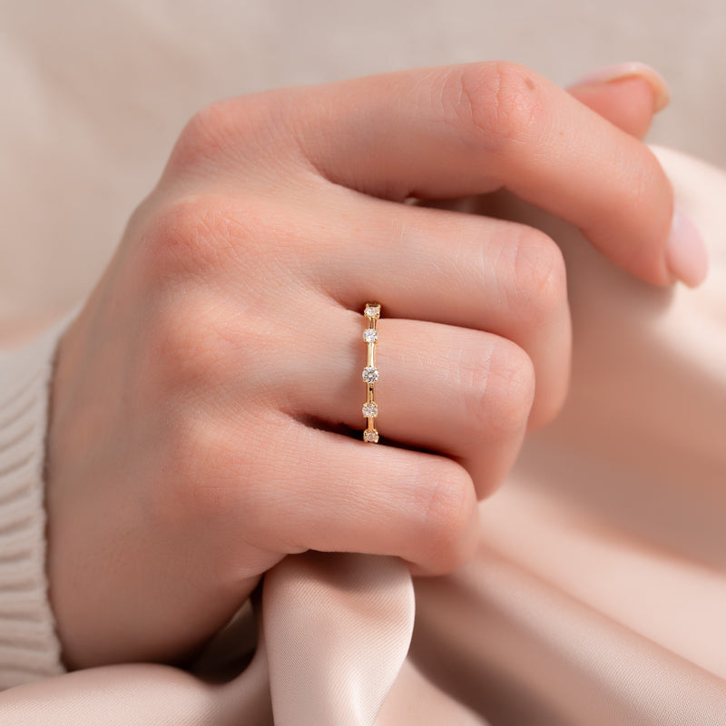 Round Lab Grown Diamond Petite Pave Wedding Band