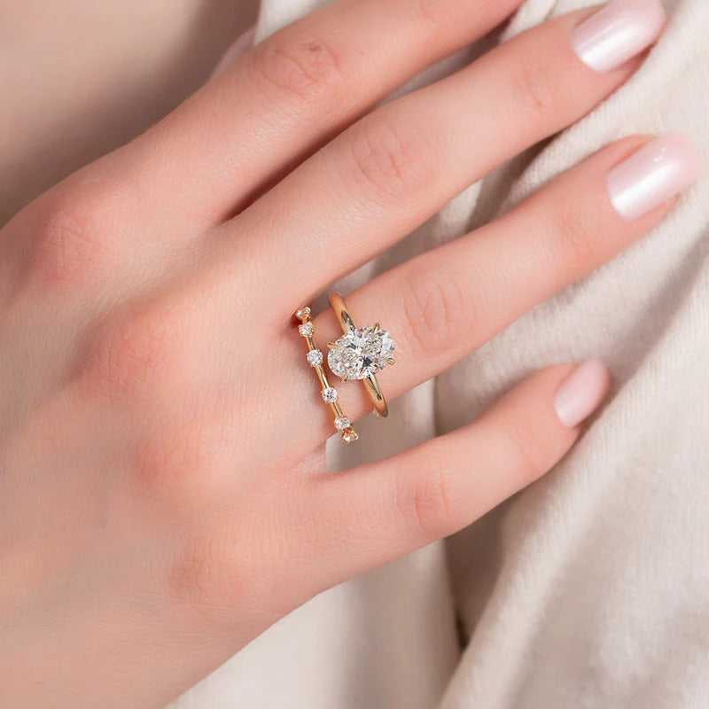 Round Lab Grown Diamond Petite Pave Wedding Band