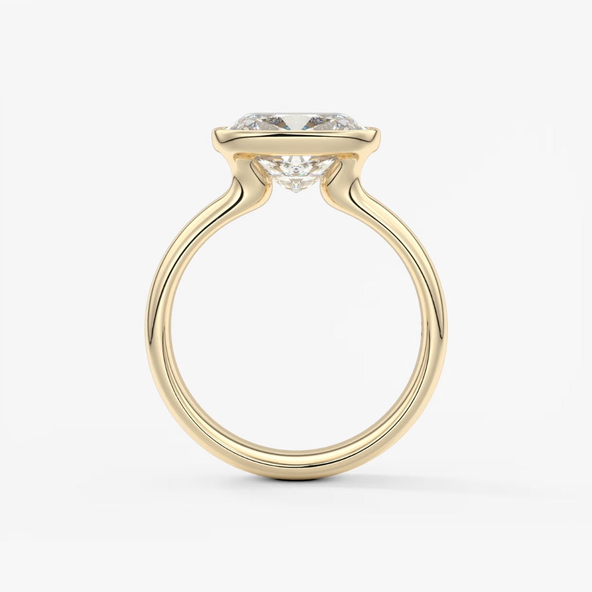 2.0CT Bezel Set East West Elongated Cushion Cut Lab Grown Diamond Chunky Ring