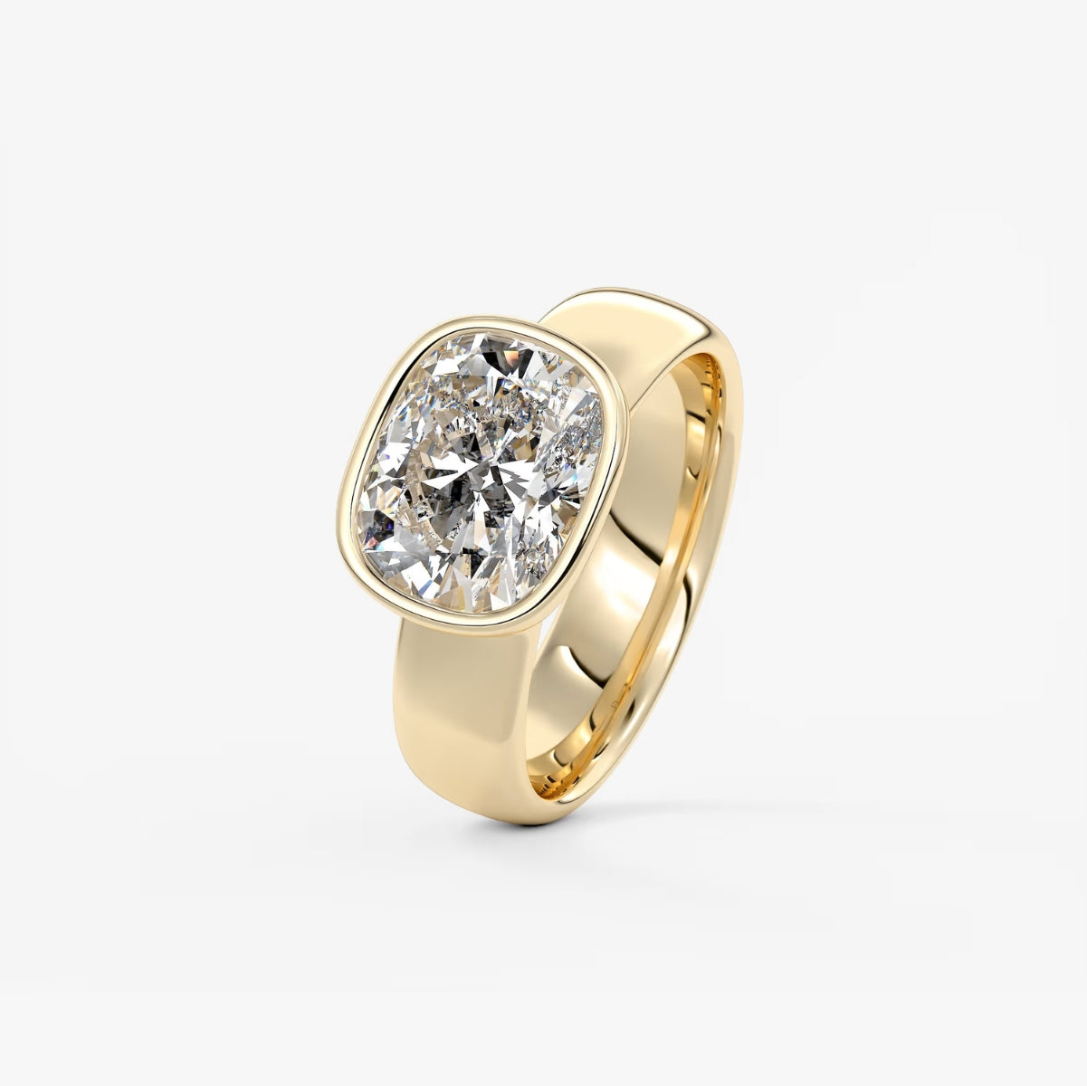 2.0CT Bezel Set East West Elongated Cushion Cut Lab Grown Diamond Chunky Ring