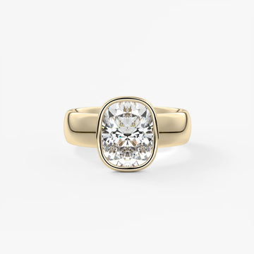 2.0CT Bezel Set Elongated Cushion Cut Lab Grown Diamond Chunky Ring