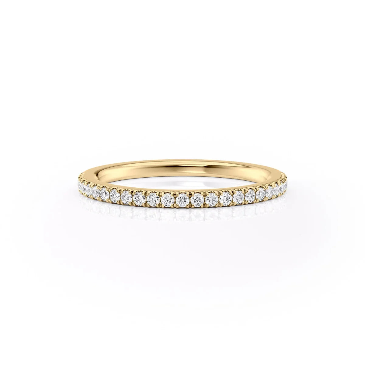 Round Lab Grown Diamond Half Eternity Pave Wedding Band