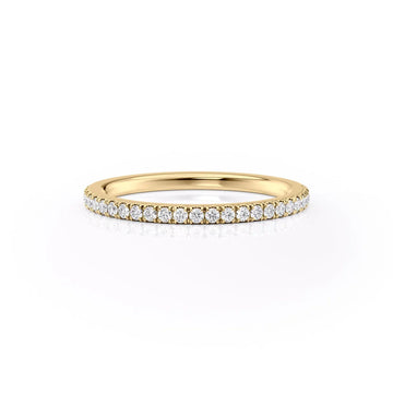 Round Lab Grown Diamond Half Eternity Pave Wedding Band