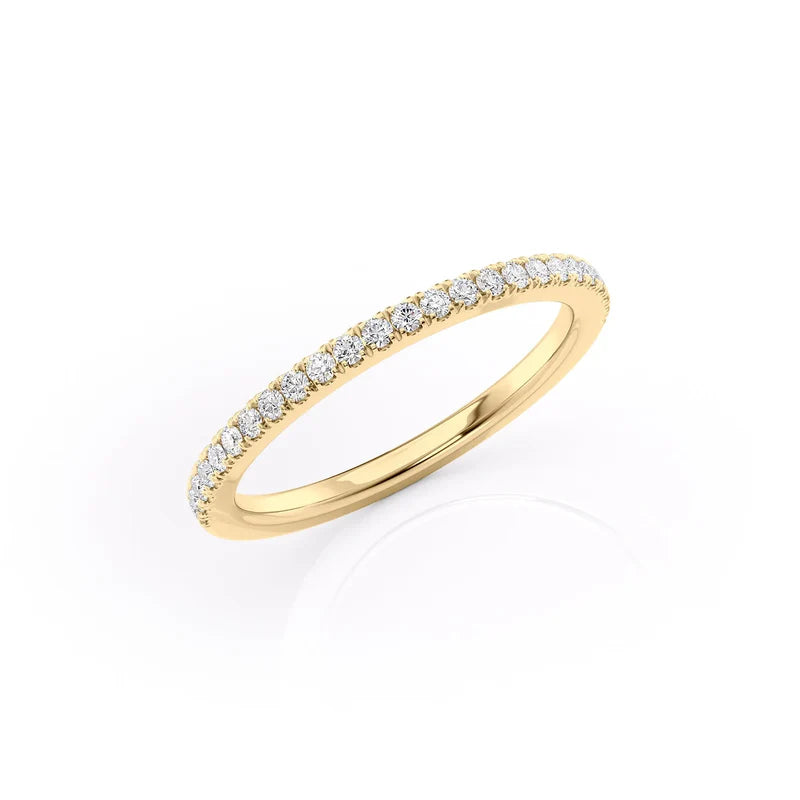 Round Lab Grown Diamond Half Eternity Pave Wedding Band