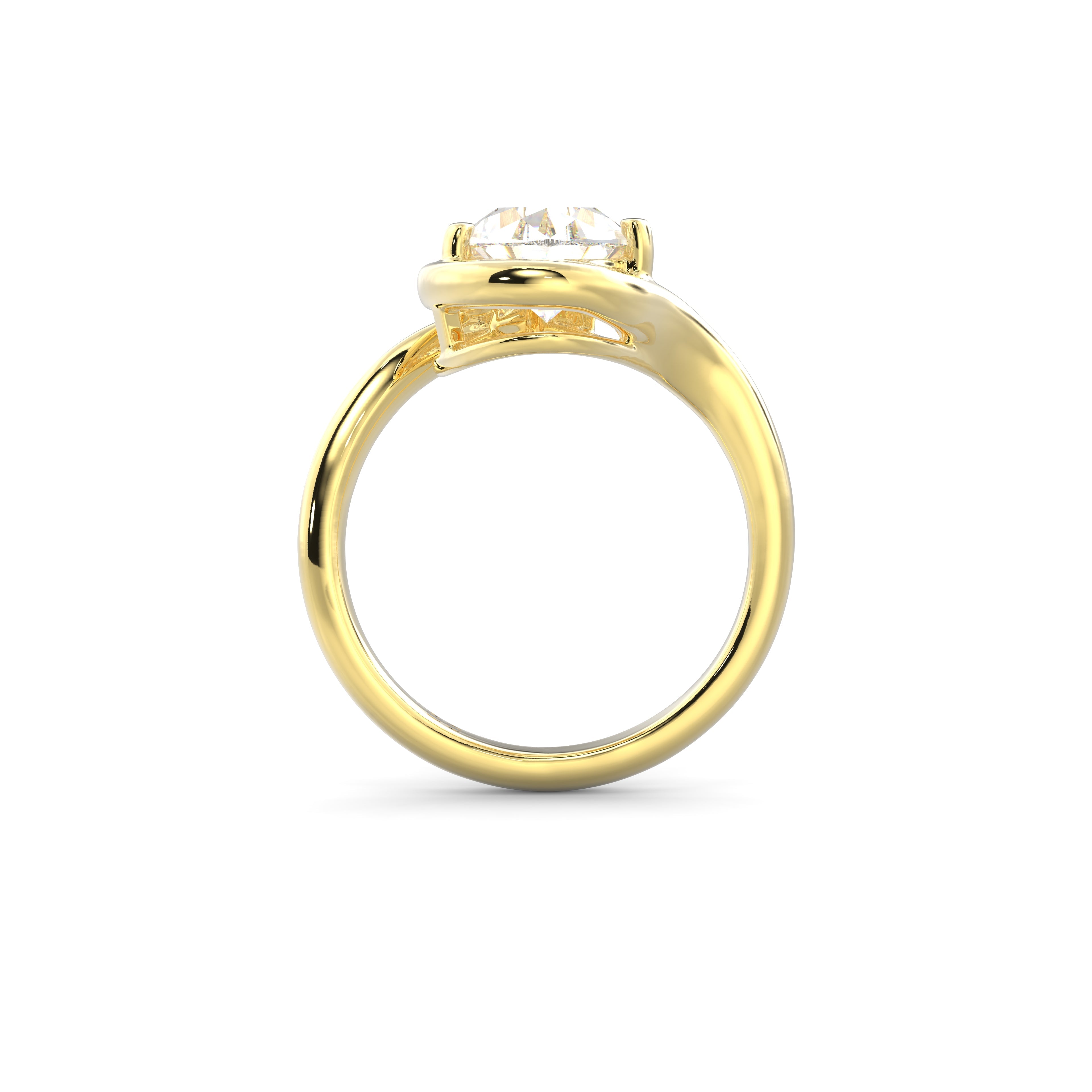 2.0CT Half Bezel Set Pear Lab Grown Diamond Bypass Engagement Ring