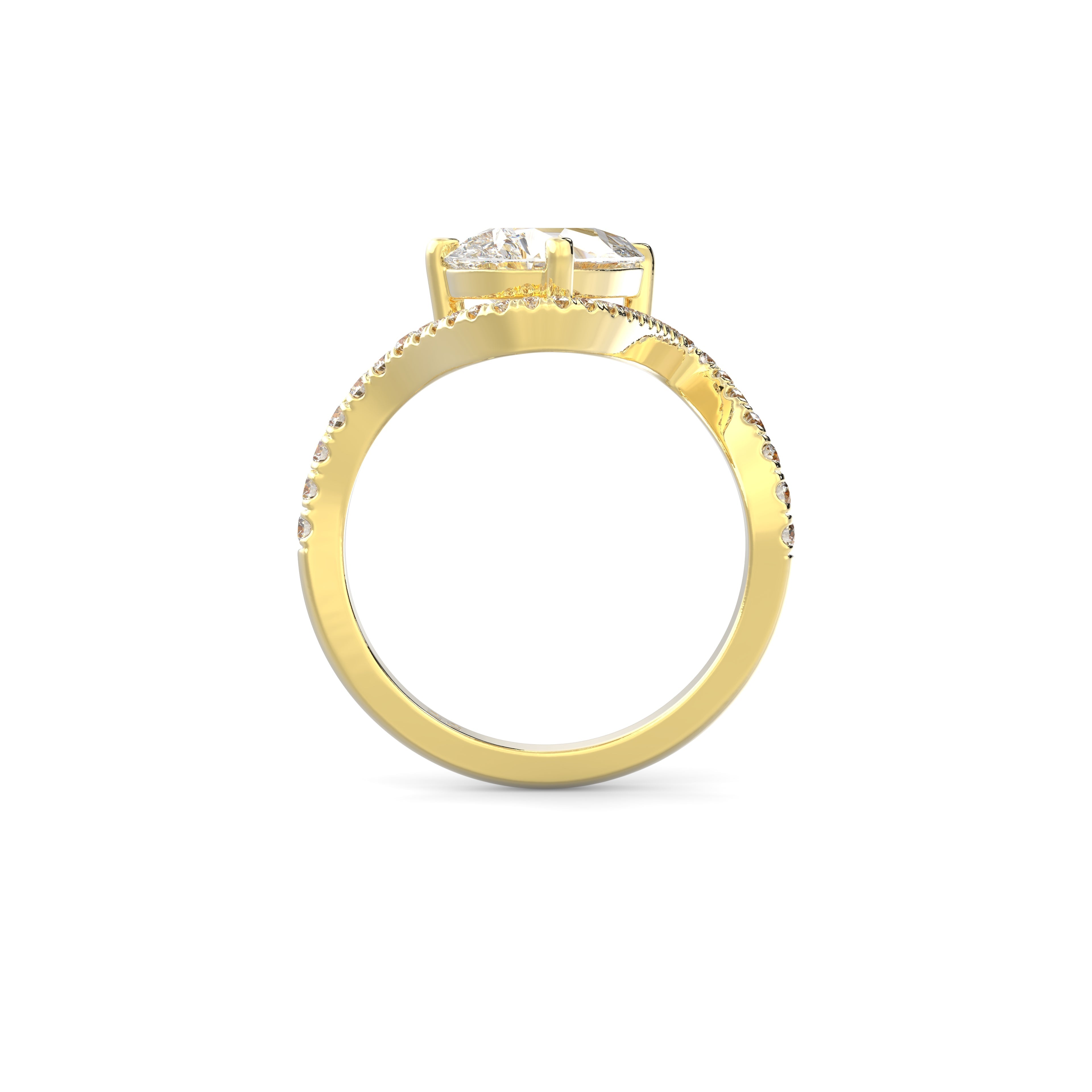 2.0CT East West Pear Lab Grown Diamond Twist Pave Unique Engagement Ring