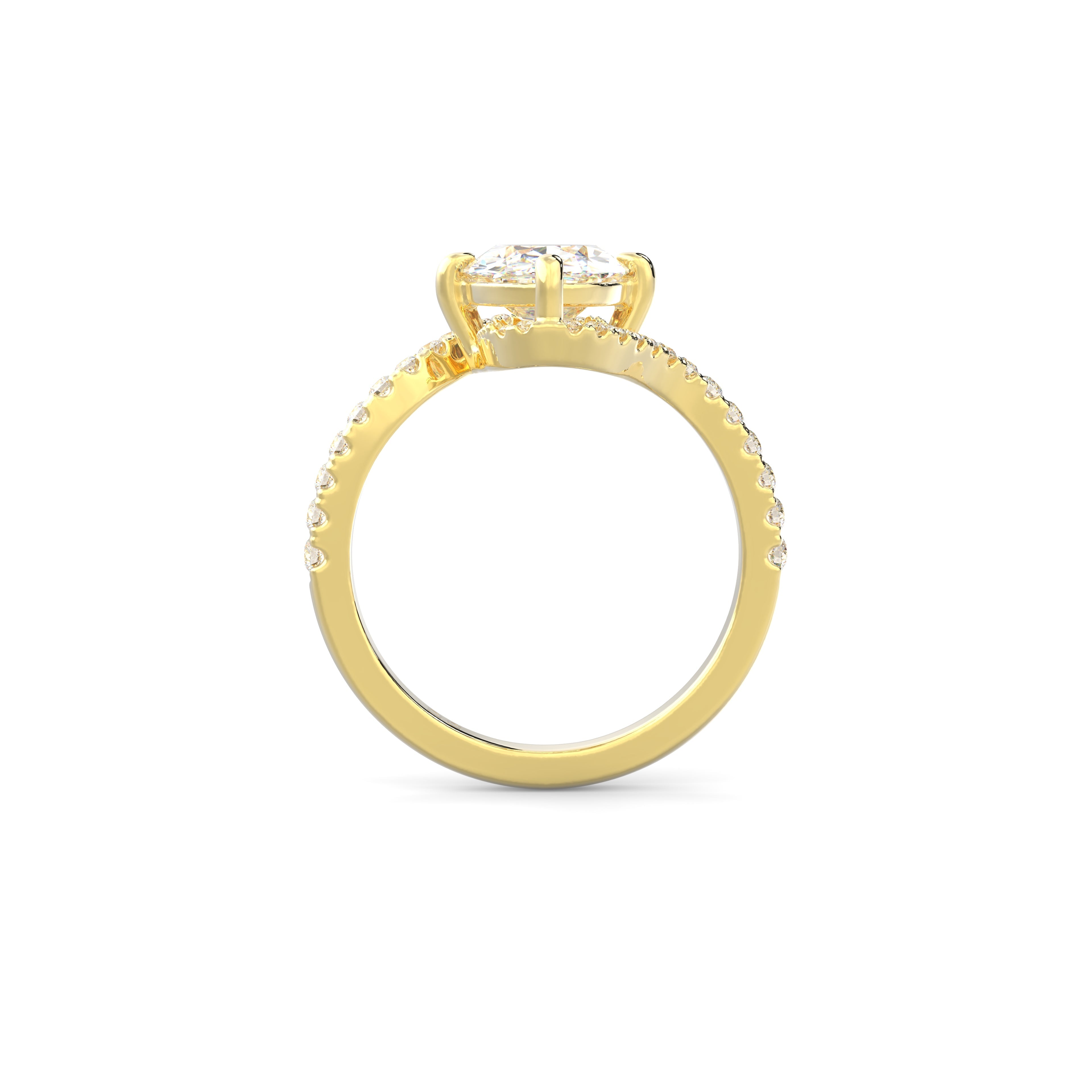 2.0CT Oval Lab Grown Diamond Pave Bypass Engagement Ring