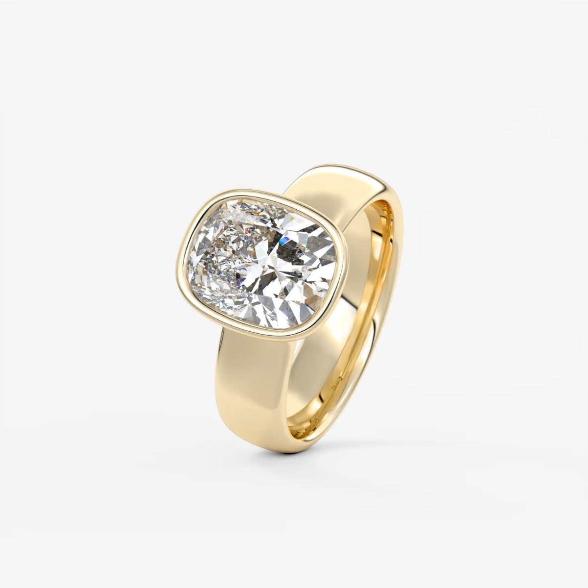 2.0CT Bezel Set Elongated Cushion Cut Lab Grown Diamond Chunky Ring