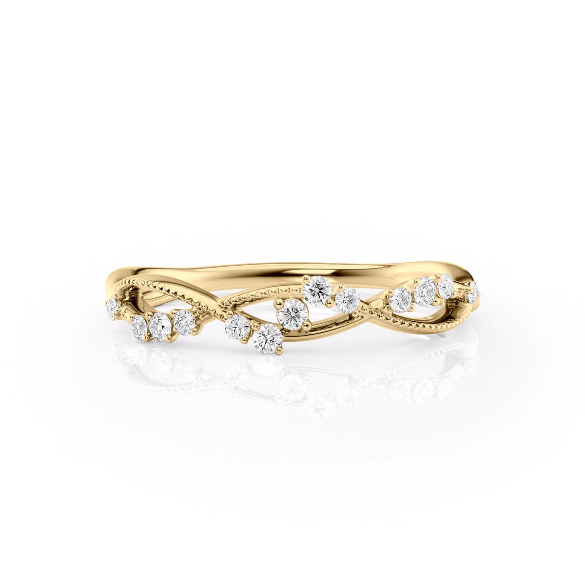 Round Lab Grown Diamond Nature Inspired Wedding Band