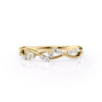 Round Lab Grown Diamond Nature Inspired Wedding Band