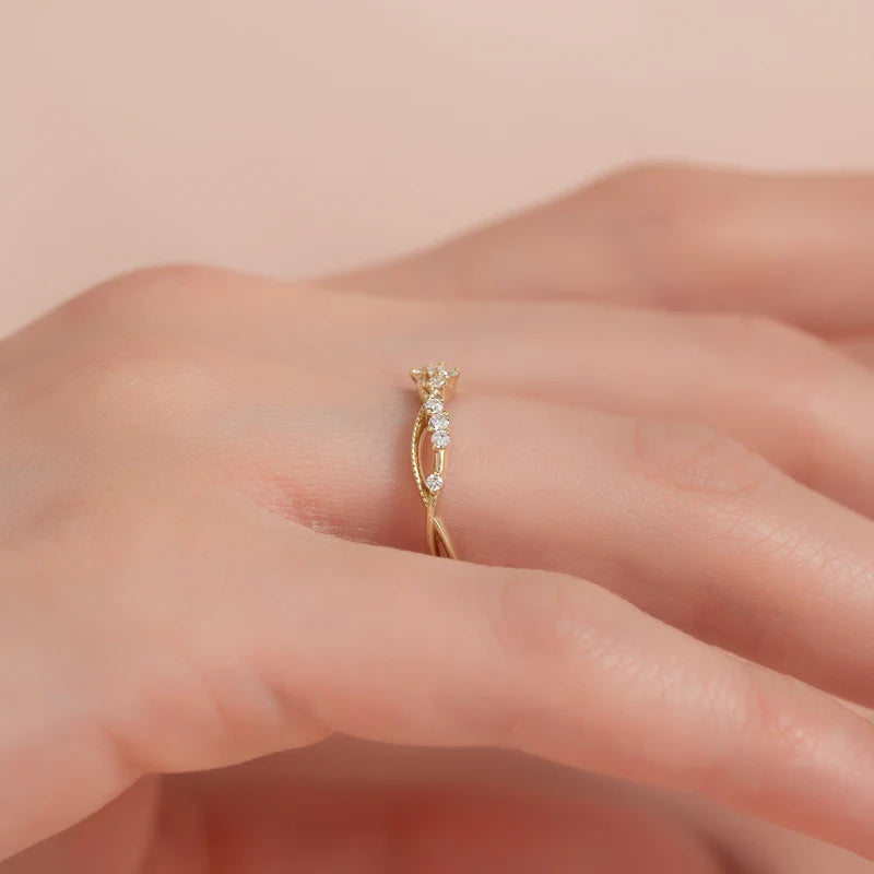 Round Lab Grown Diamond Nature Inspired Wedding Band