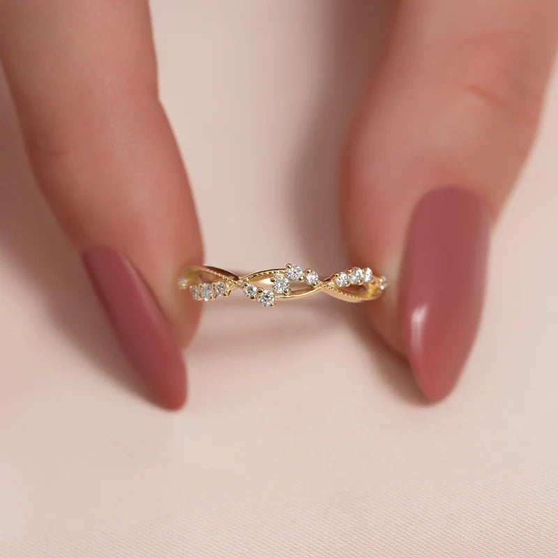 Round Lab Grown Diamond Nature Inspired Wedding Band