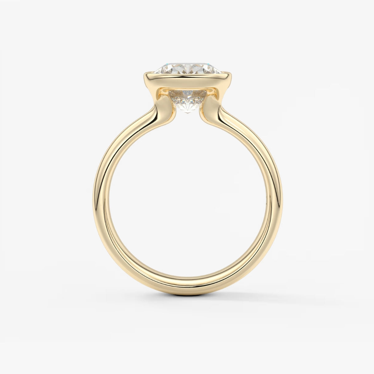 2.0CT Bezel Set Elongated Cushion Cut Lab Grown Diamond Chunky Ring