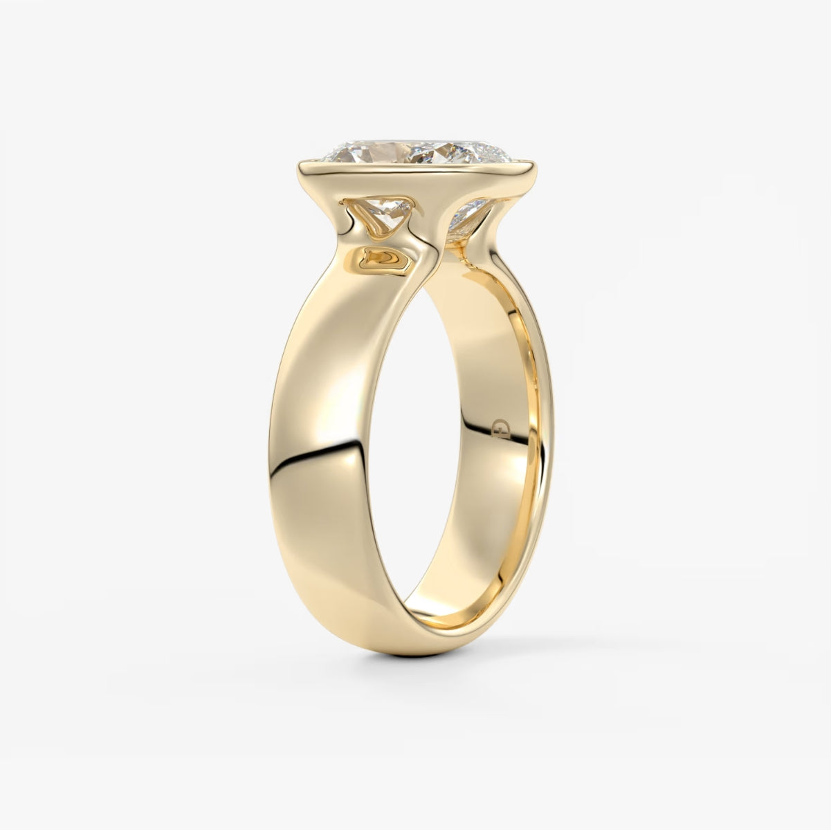 2.0CT Bezel Set Elongated Cushion Cut Lab Grown Diamond Chunky Ring