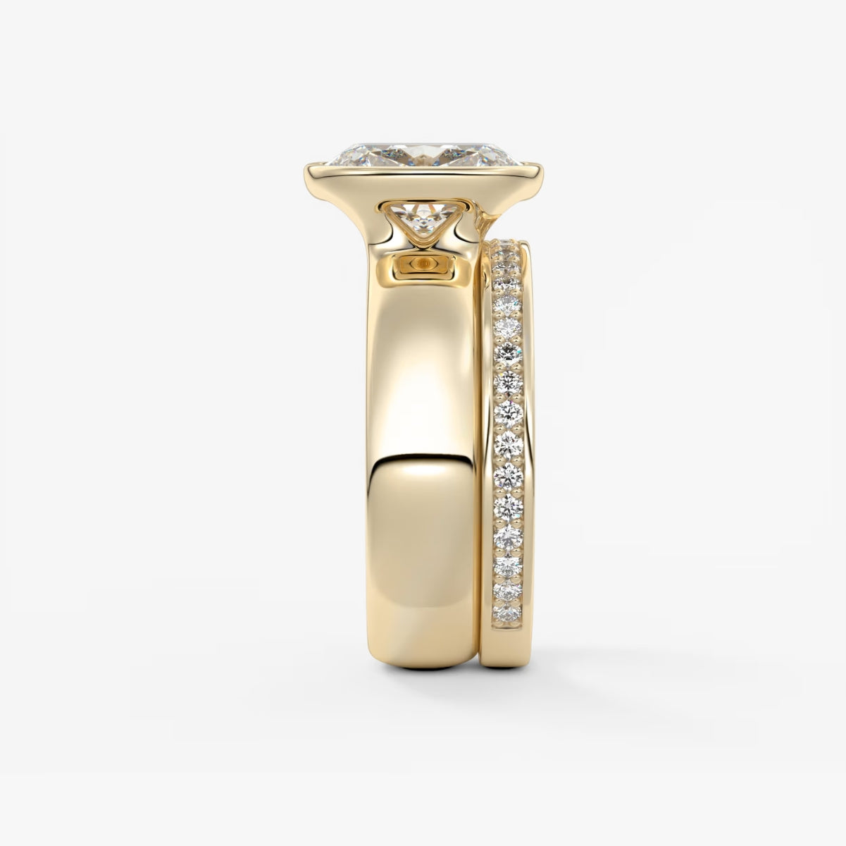 2.0CT Bezel Set Elongated Cushion Cut Lab Grown Diamond Chunky Ring