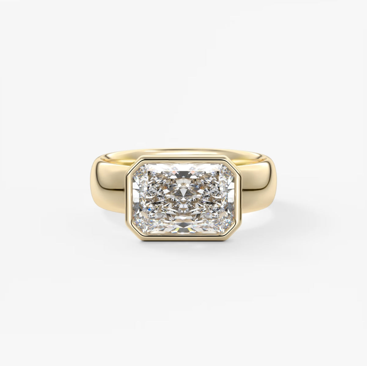 2.0CT Bezel Set East West Radiant Cut Lab Grown Diamond Chunky Ring