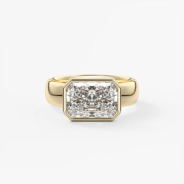 2.0CT Bezel Set East West Radiant Cut Lab Grown Diamond Chunky Ring