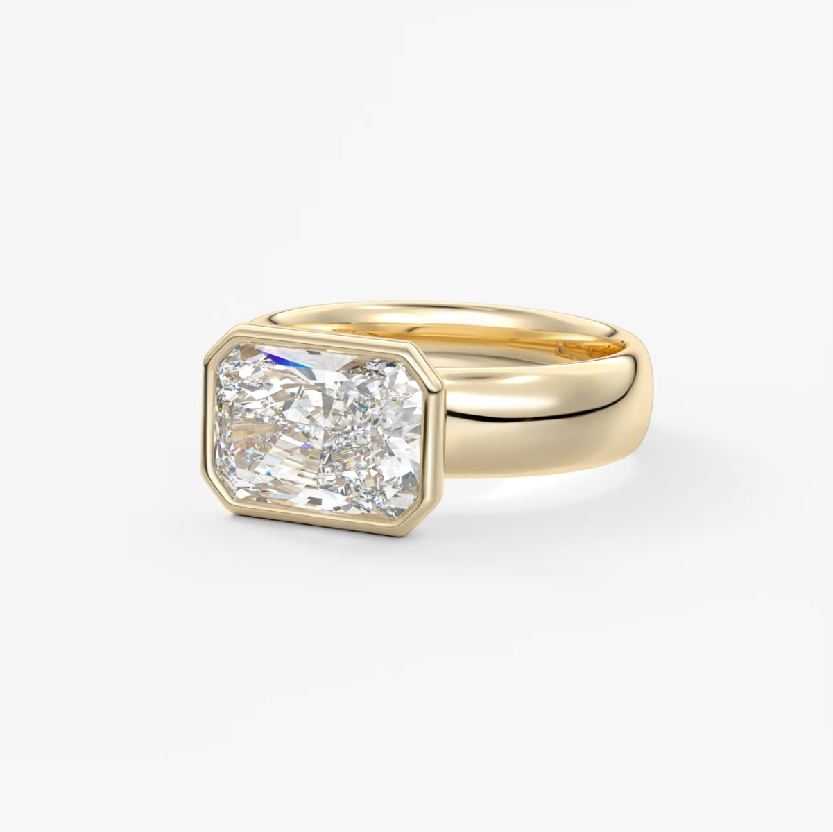 2.0CT Bezel Set East West Radiant Cut Lab Grown Diamond Chunky Ring