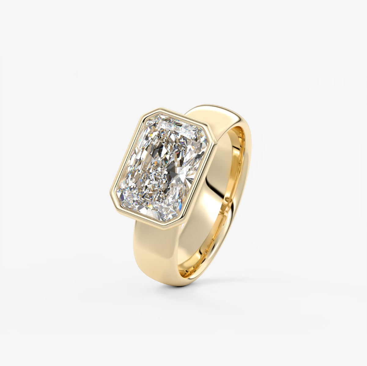 2.0CT Bezel Set East West Radiant Cut Lab Grown Diamond Chunky Ring