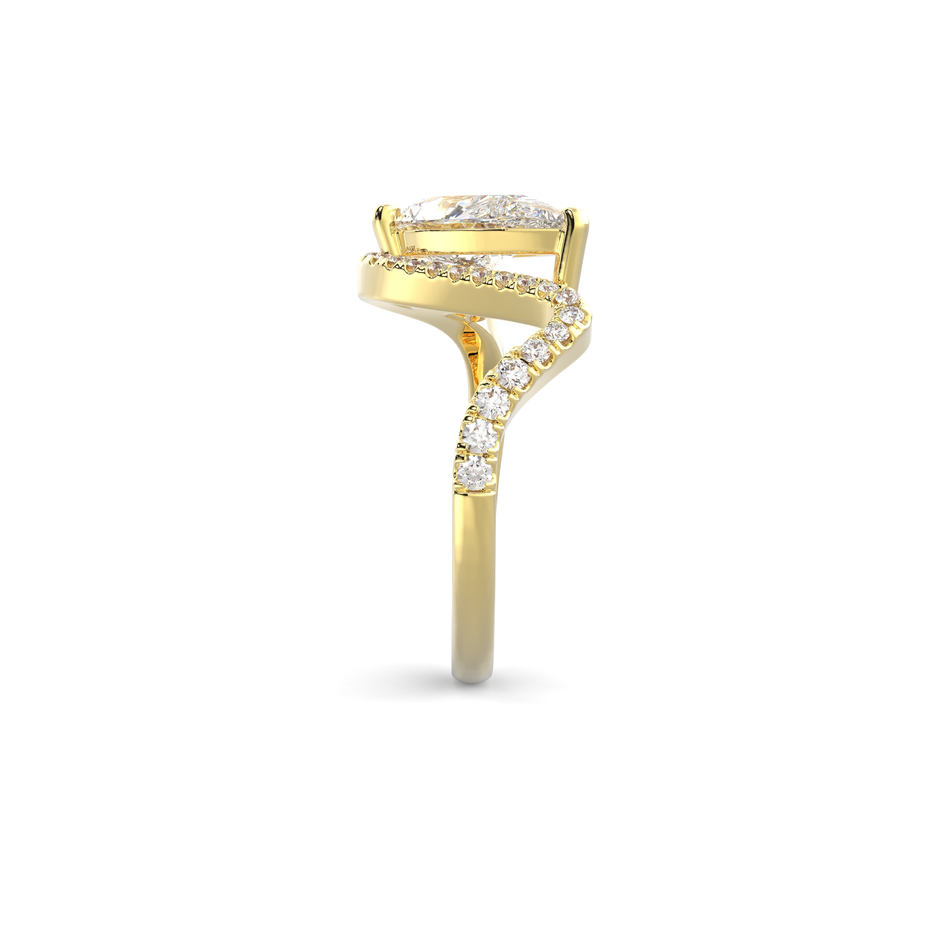 2.0CT East West Pear Lab Grown Diamond Twist Pave Unique Engagement Ring