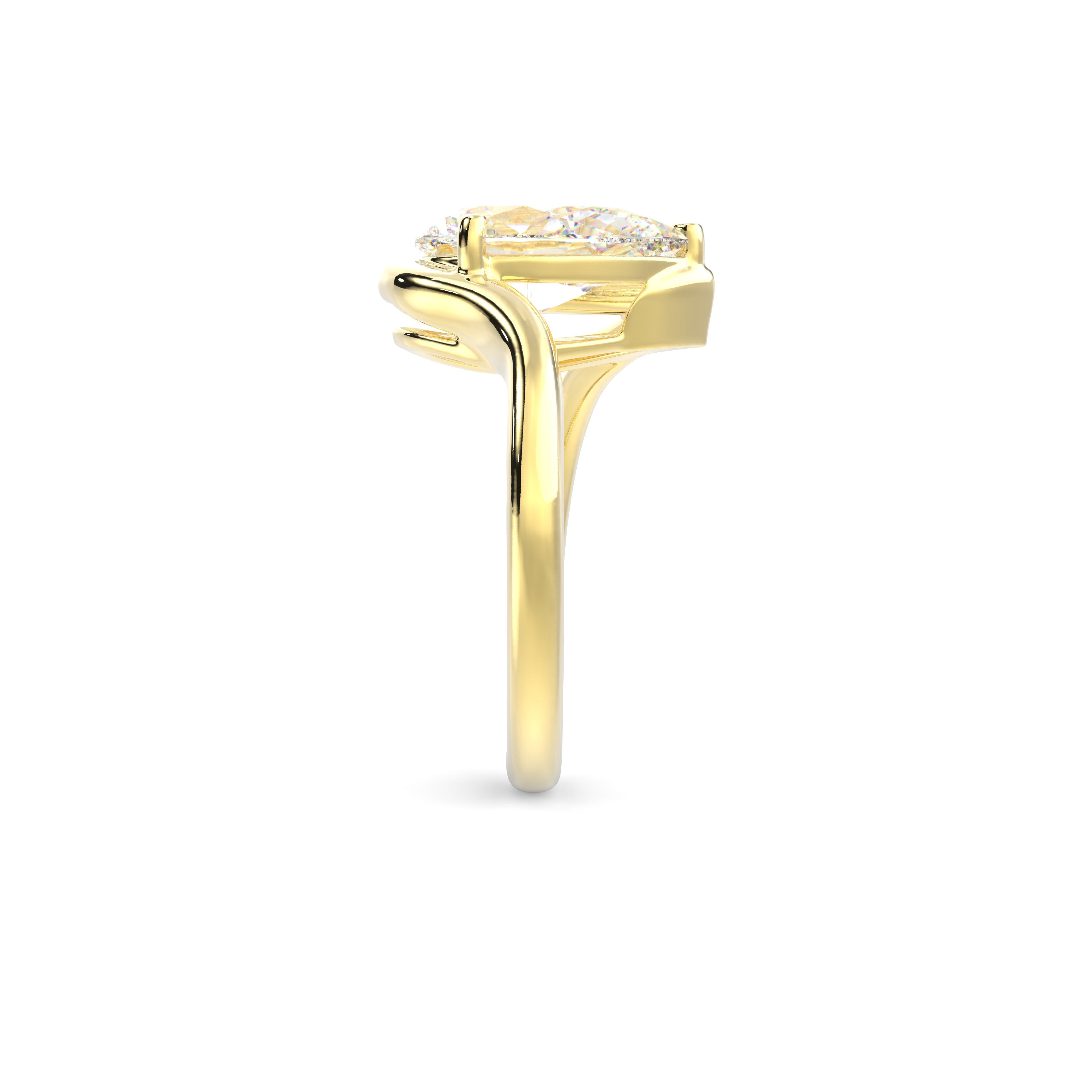 2.0CT Half Bezel Set Pear Lab Grown Diamond Bypass Engagement Ring