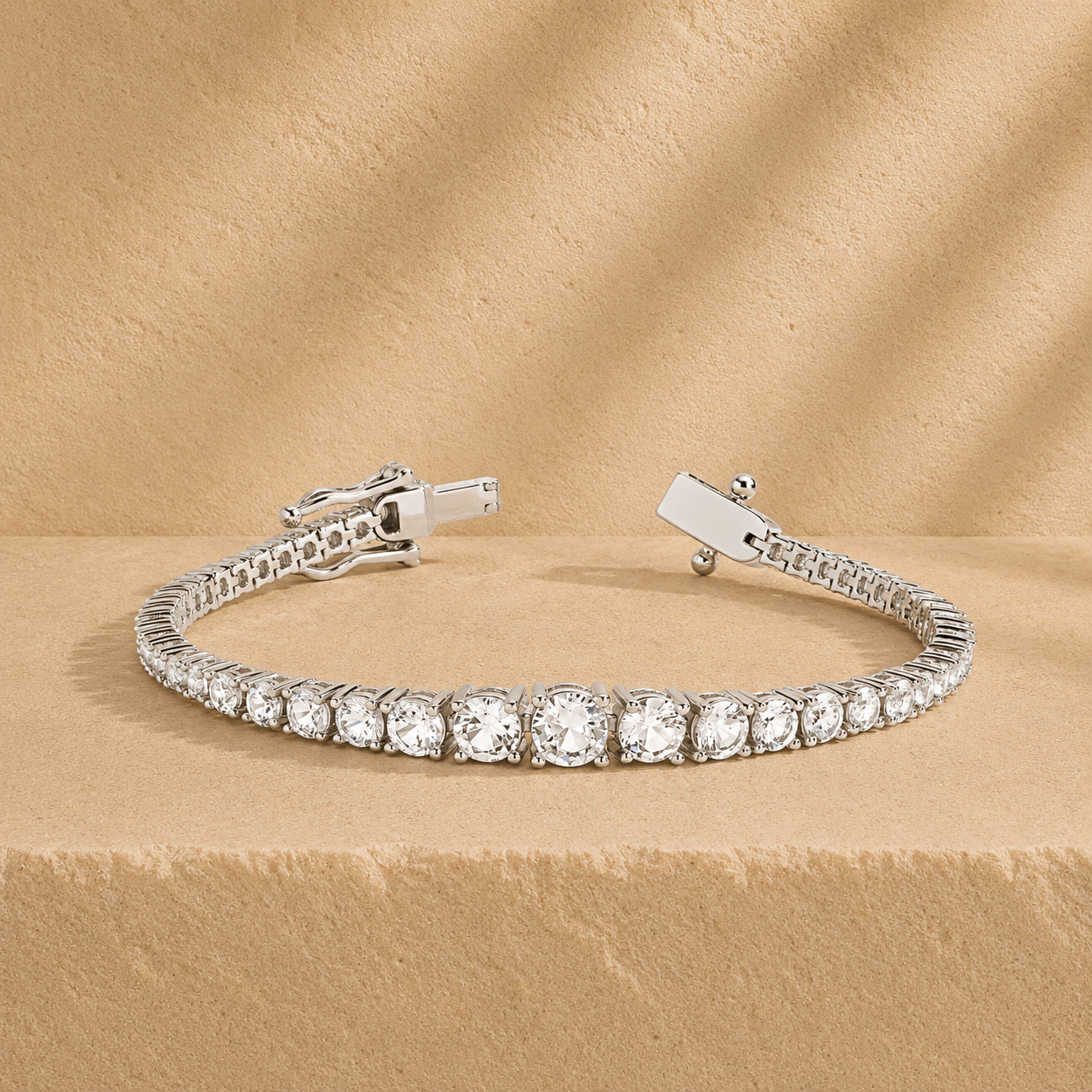 Round Lab Grown Diamond Graduated Modern Tennis Bracelet