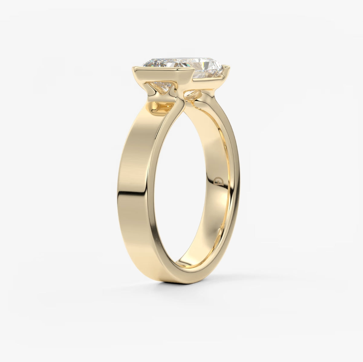 2.0CT Half Bezel Set Chunky East West Radiant Lab Grown Diamond Signet Ring