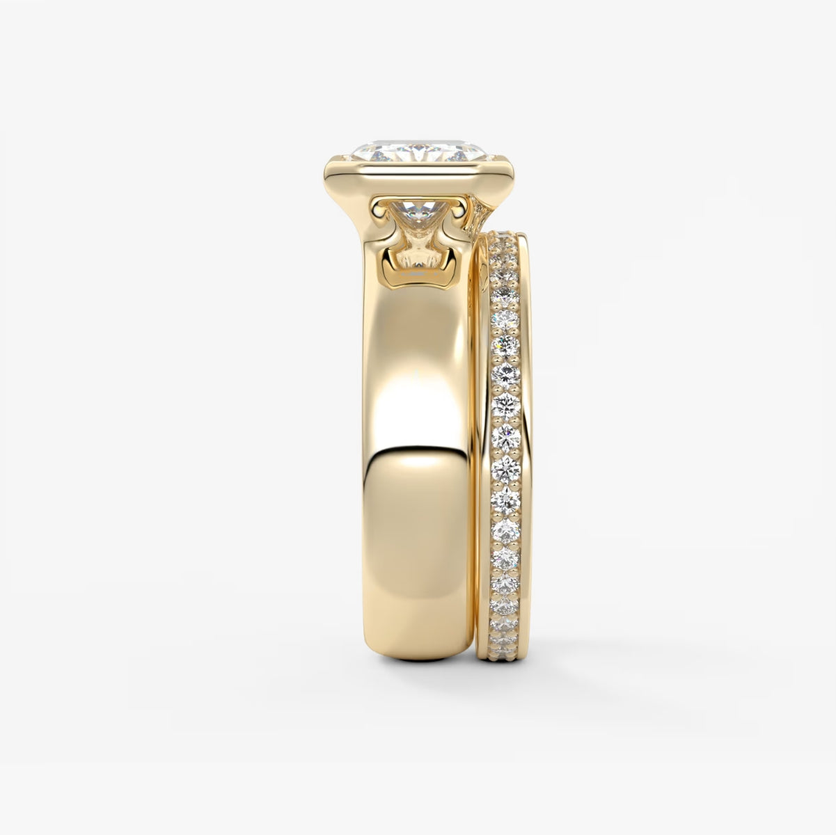 2.0CT Bezel Set East West Radiant Cut Lab Grown Diamond Chunky Ring